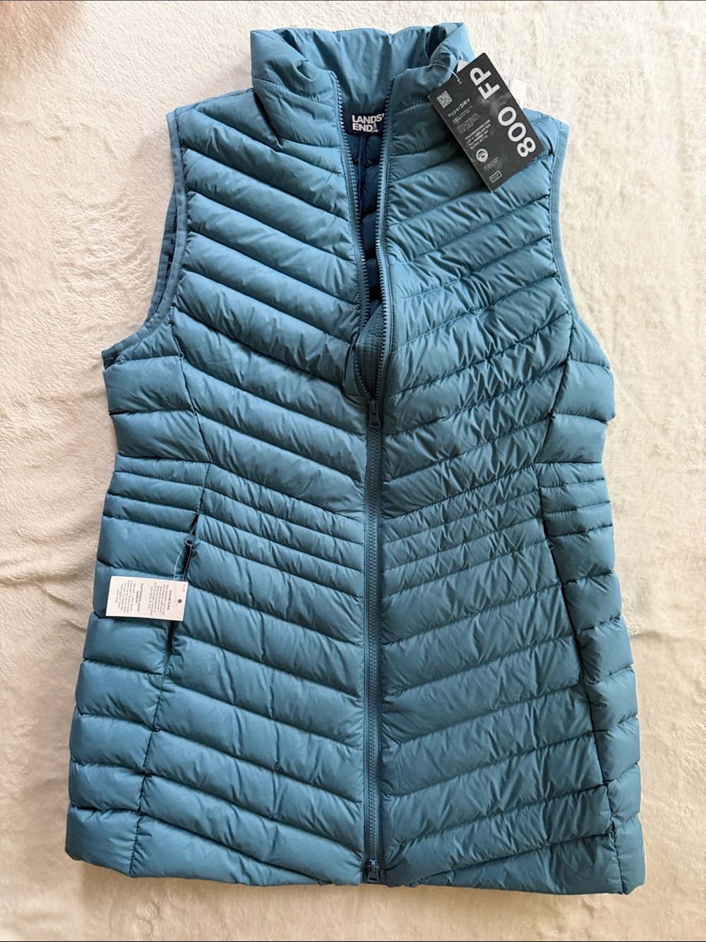 Lands' End Women's wanderweight Light Quilted Puffer Vest in Teal Blue